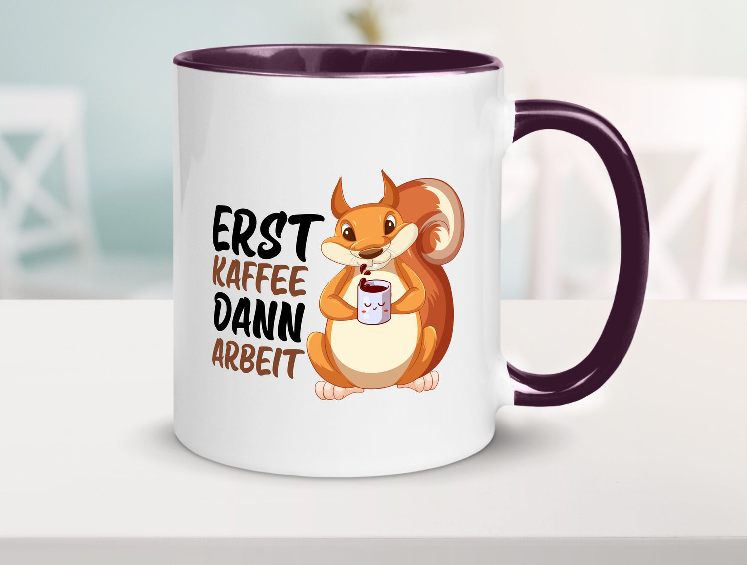 Erst Kaffee dann Arbeit | Büro Eichhörnchen Kaffeefreund Humor Kollegen