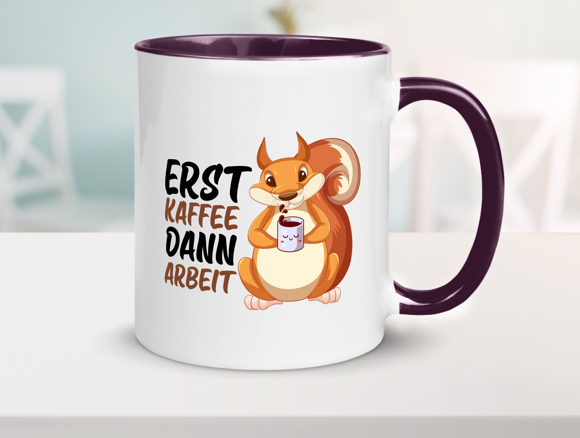 Erst Kaffee dann Arbeit | Büro Eichhörnchen Kaffeefreund Humor Kollegen