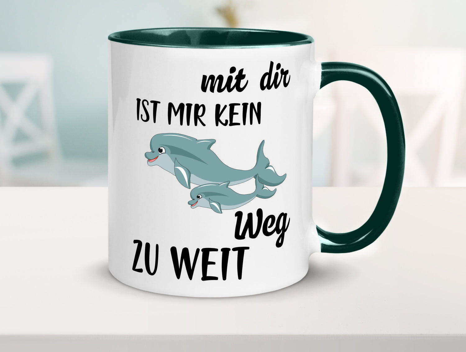 Mir dir ist kein weg zu weit | Delphin Beste Freunde Humor Geschenkidee Tasse