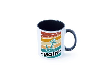 Moin | Kapitän Hafen Anker See Meer Segeln v2 Geschenk Humor Geschenkidee Tasse
