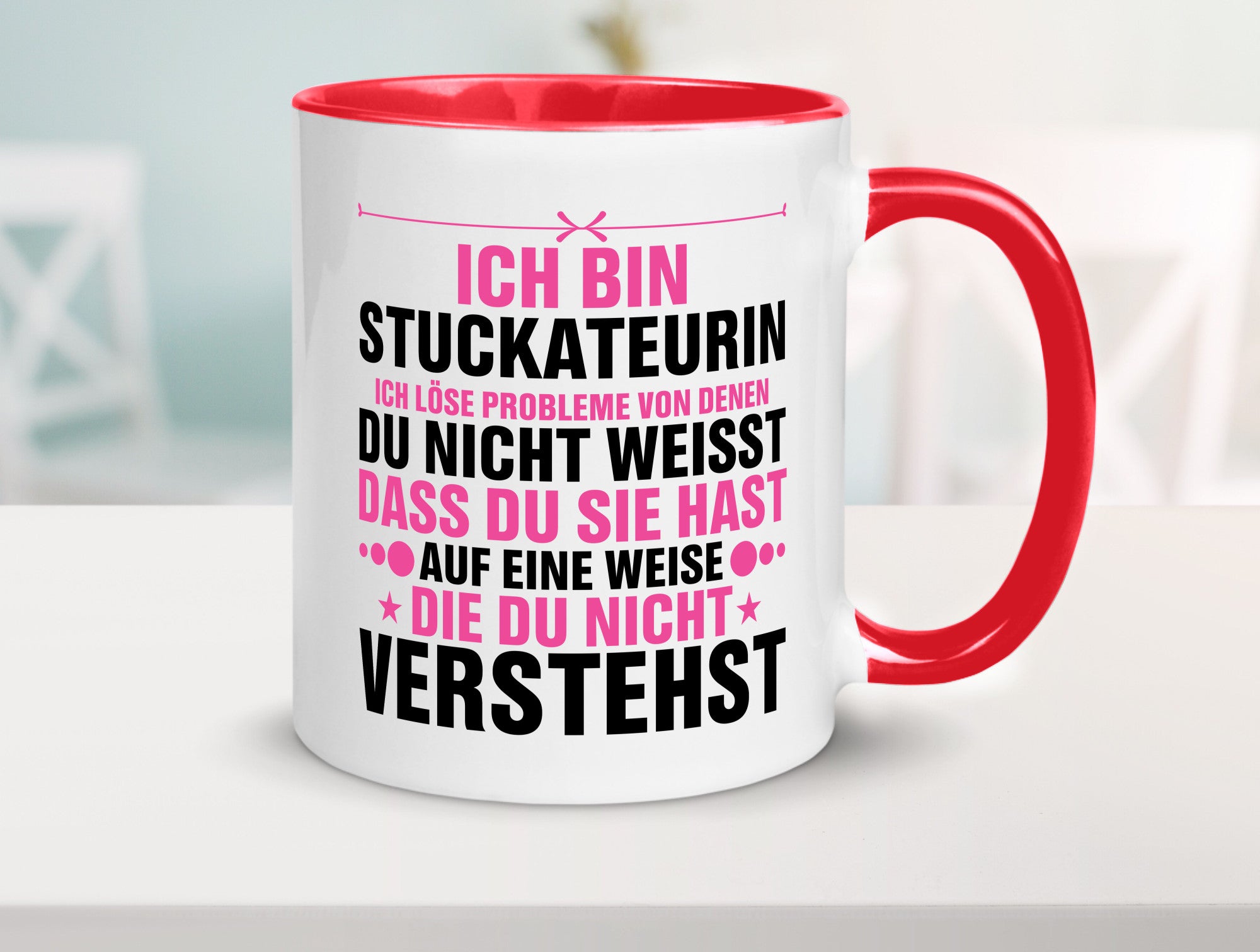 Löse Probleme: Stuckateurin | Innenausbau Humor Geschenkidee Tasse