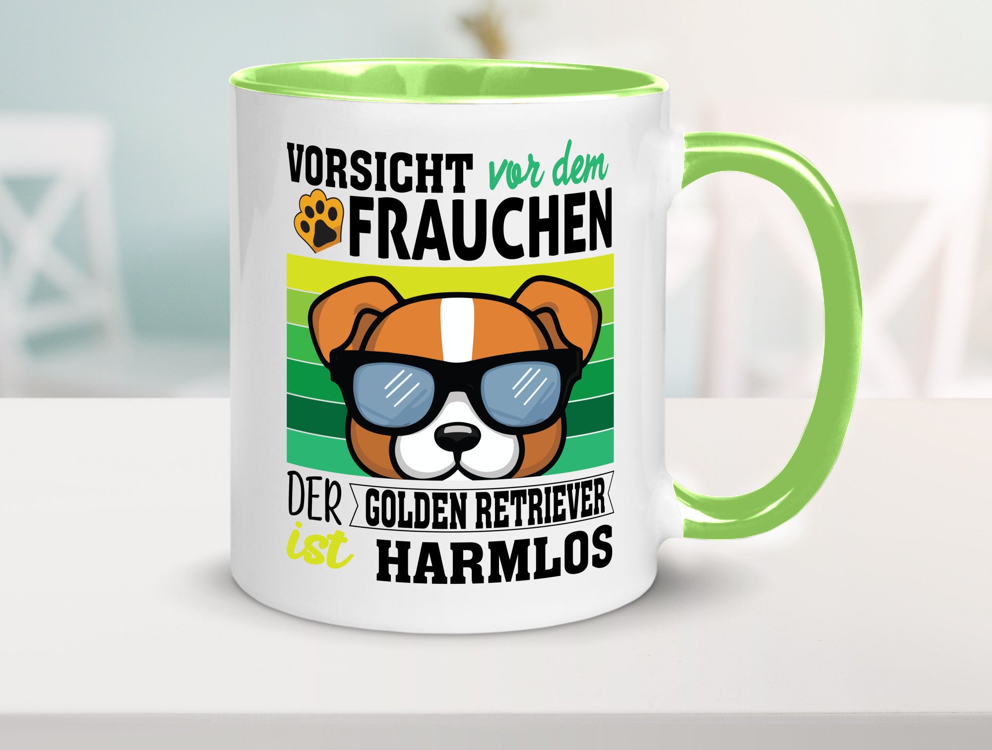 Vorsicht vor dem Frauchen Golden Retriever ist Harmlos lustiger Spruch Geschenk