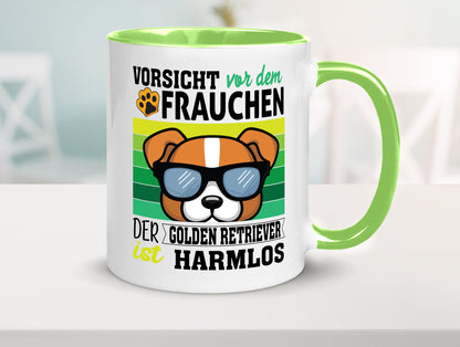 Vorsicht vor dem Frauchen Golden Retriever ist Harmlos lustiger Spruch Geschenk