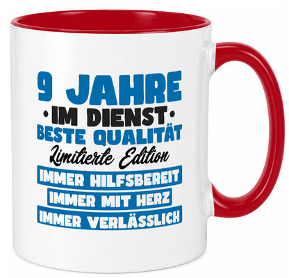9 Jahre im Dienst | Jubiläum Arbeit v7 lustig Kollegen Büro Geschenk Tasse