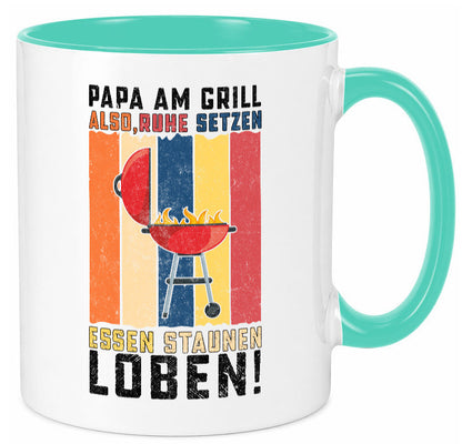 Papa am Grill | Grillmeister BBQ Grillabend v2 Geschenkidee Humor Tasse