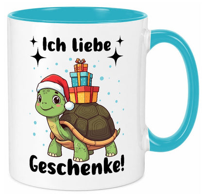 Ich liebe Geschenke | Weihnachtsschildkröte Geschenk Humor Geschenkidee Tasse