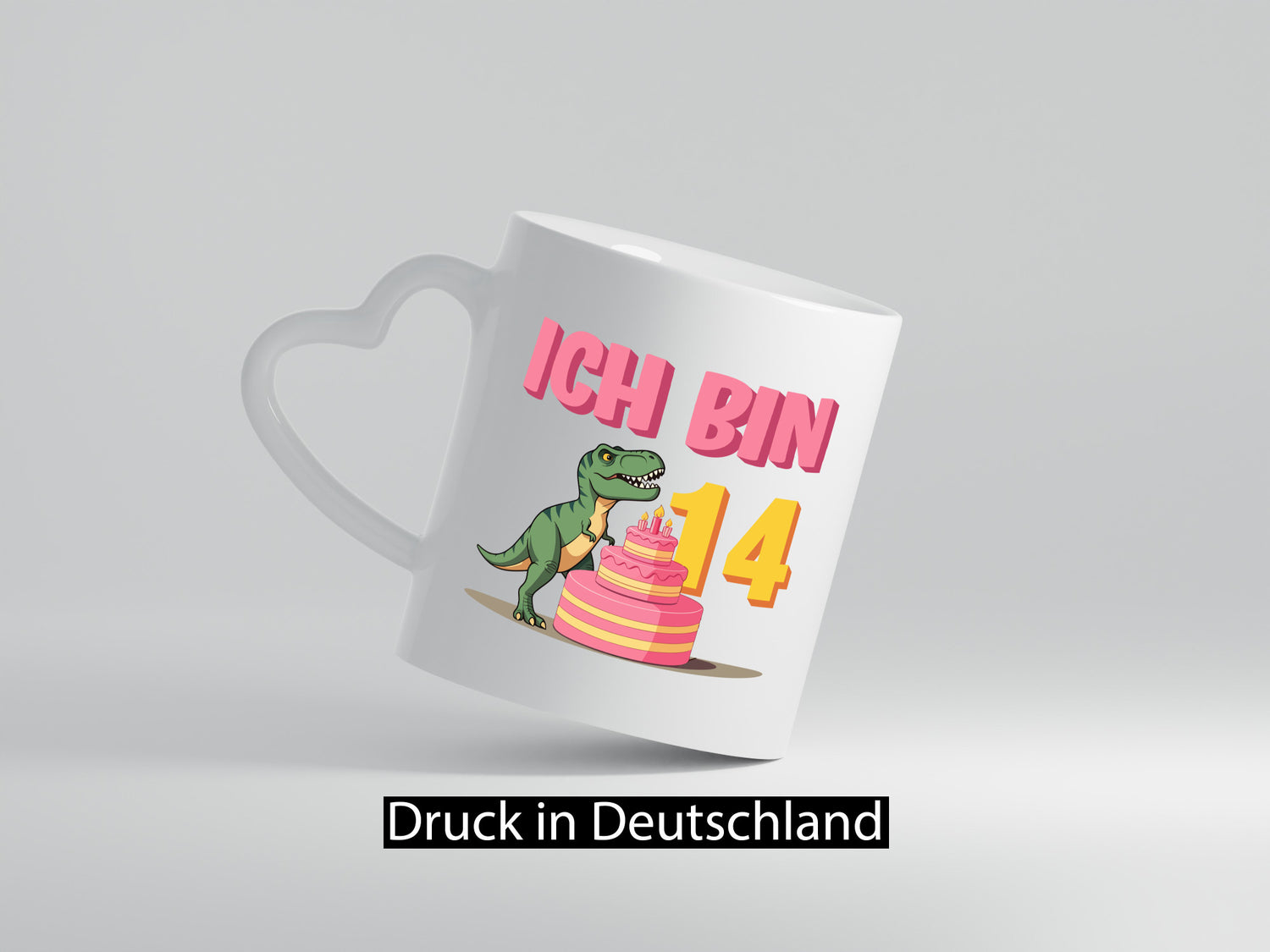 14. Geburtstag | Jahre Dinosaurier mit Kuchen lustiger Spruch Geschenk