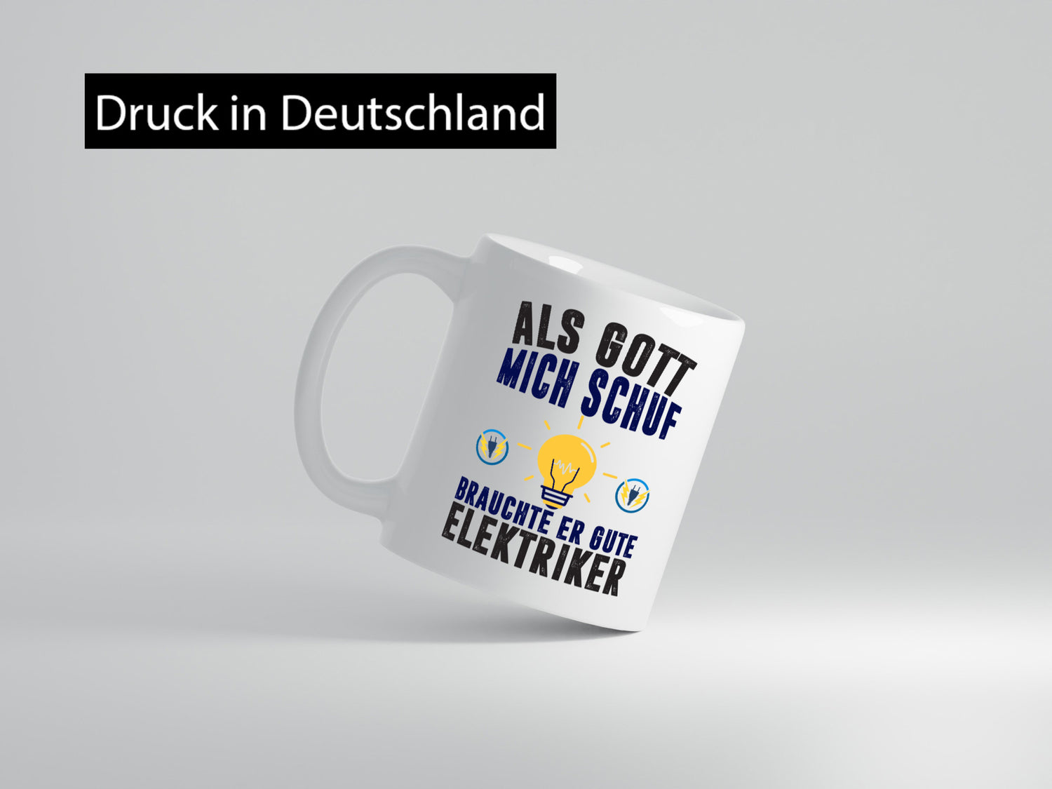 Als mich Gott schuf | Elektriker Arbeit Humor Kollegen Büro Geschenkidee Tasse