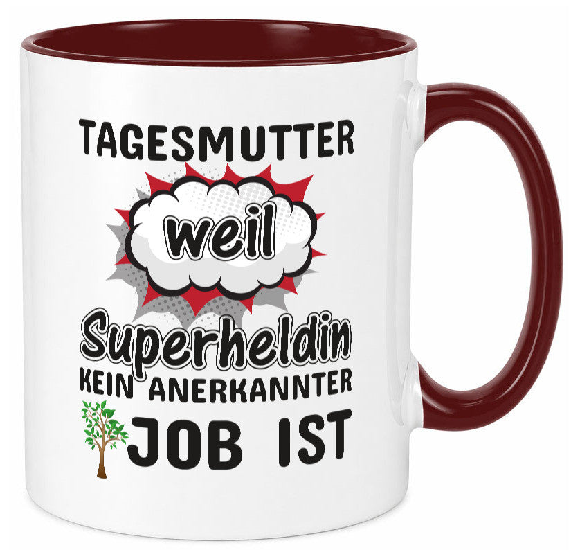 Tagesmutter Superheldin | Beruf Tasse Kinderzeichnung Geschenkidee Familie Humor