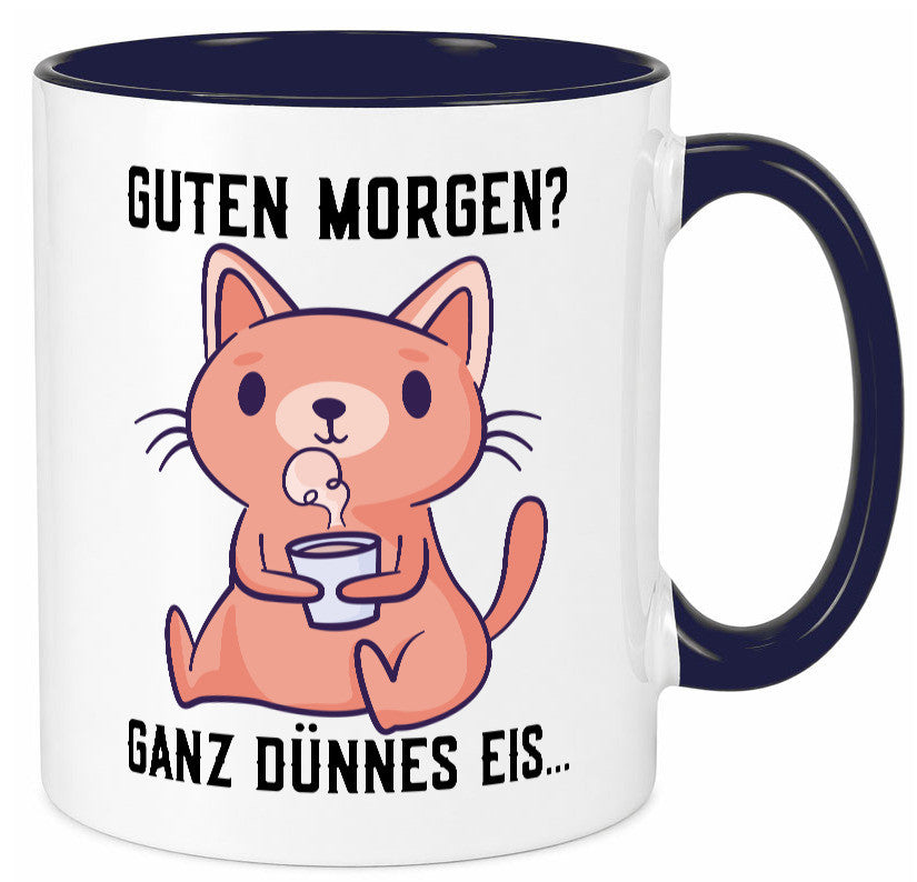 Guten Morgen | Morgenmuffel Dünnes Eis Katze mit Pulli Geschenk Tierliebhaber Tasse