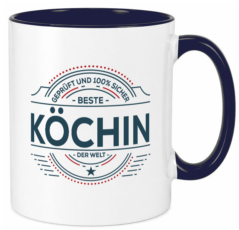 Geprüft und sicher: Köchin | Chefköchin Chefkoch lustiger Spruch Geschenk Tasse
