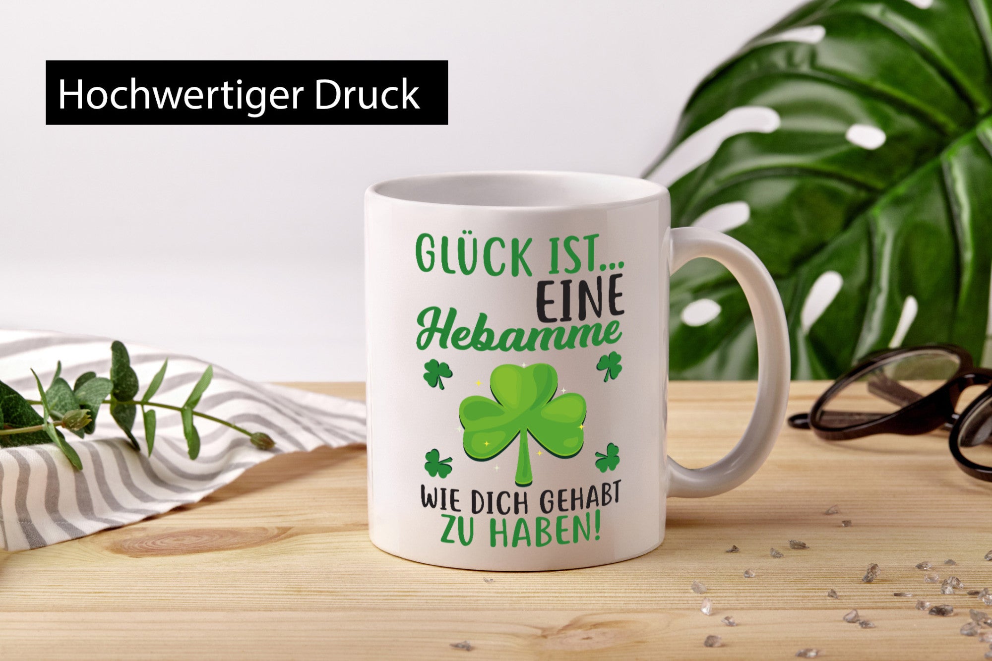 Hebamme Dankeschön | Dankes Tasse Kleeblätter Glück Humor Geschenkidee