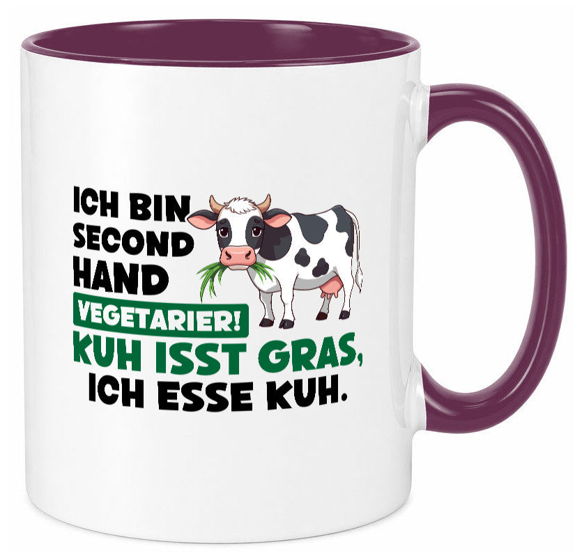Ich bin secendhand vegetarierer | BBQ Kühe Liebhaber v2 Geschenk Humor Tasse