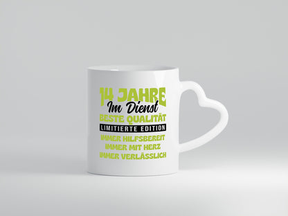 14 Jahre im Dienst | Jubiläum Arbeit v4 Geschenkidee Kollegen Büro Humor Tasse