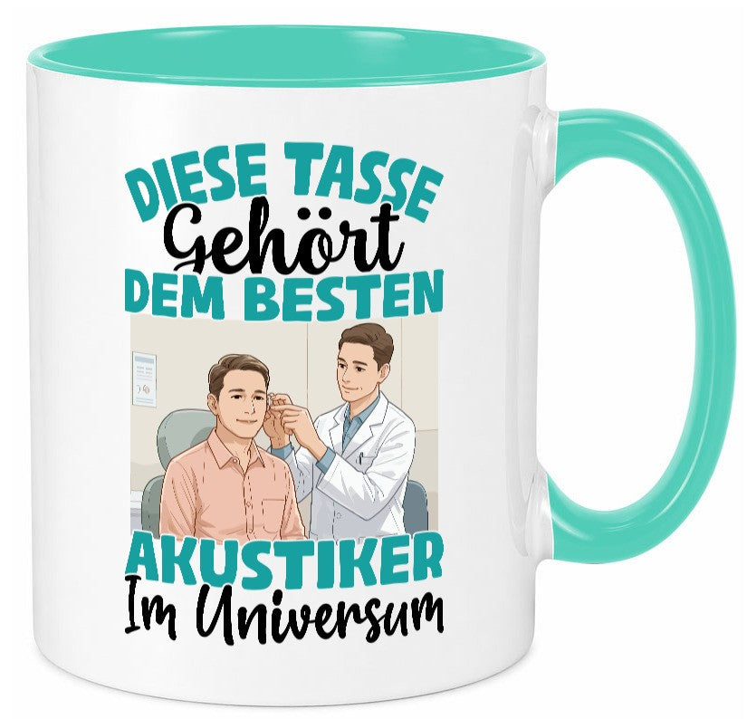 Im Universum: Akustiker | Akustik Hörgeräteakustik Geschenk Humor Geschenkidee Tasse