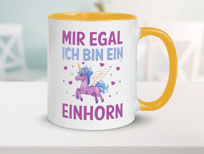 Mir egal, ich bin ein Einhorn| Herzen Geschenkidee Humor Tasse