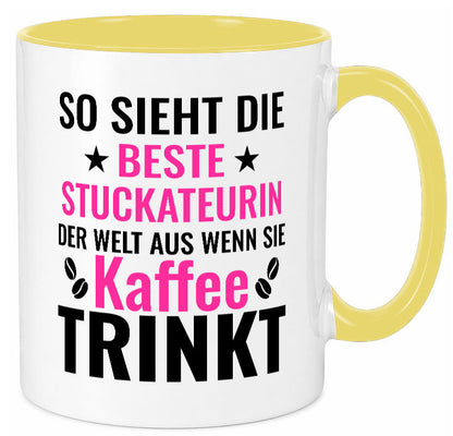 Kaffee trinkt: Stuckateurin | Innenausbau Geschenk Humor Geschenkidee lustiger