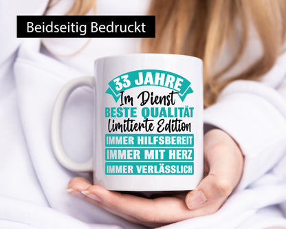 33 Jahre im Dienst | Jubiläum Arbeit Geschenkidee Kollegen Büro Humor Tasse