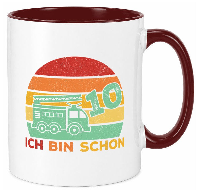 10. geburtstag | Feuerwehrauto 10 Jahre Feuerwehr lustiger Spruch Geschenk Tasse