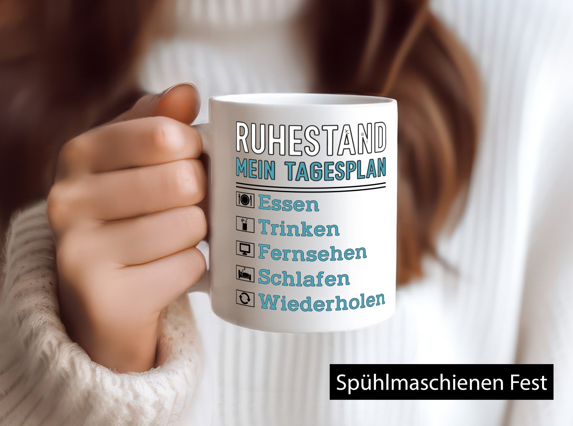 Ruhestand Tagesplan | Rentner Chillen v2 lustiger Spruch Geschenk Jubiläum Tasse