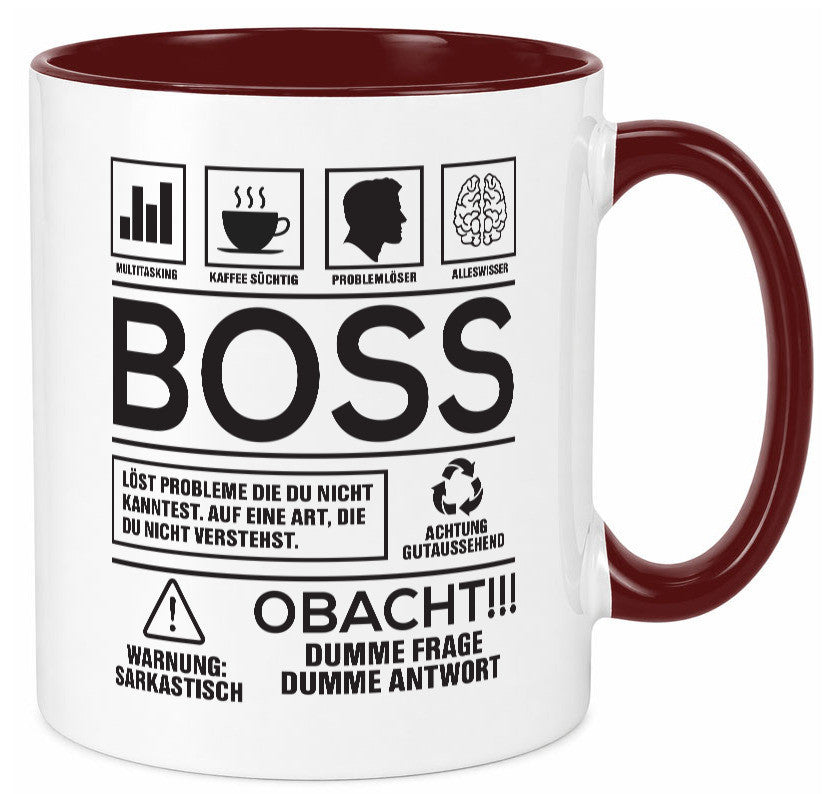 Achtung Probleme Boss | Führungskraft Vorgesetzter lustig Humor Geschenkidee Tasse
