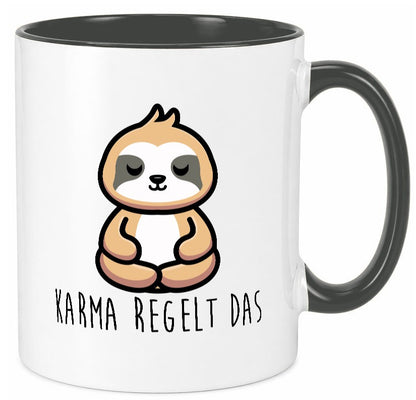 Karma regelt das | Yoga Faultier Meditation Chillen Geschenk Tierliebhaber Tasse