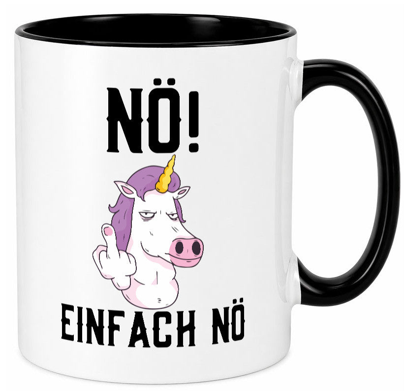 Einfach Nö | Keinen Bock Einhorn Mittelfinger Comic Geschenkidee Humor Tasse